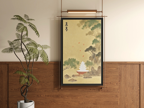 New Chinese Decorative Painting Metal Rod Hanging Painting Zen Painting