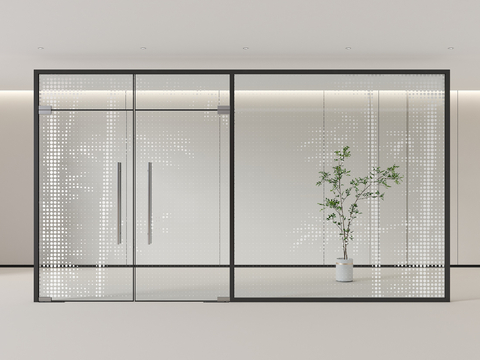 Office door high compartment glass partition