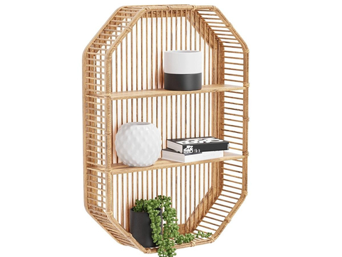 Neo-Chinese Style Bamboo Bookshelf Wall Hanging Shelf