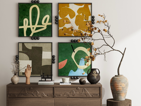 Mid-century Style Hanging Painting Decorative Painting Geometric Painting Combination Painting