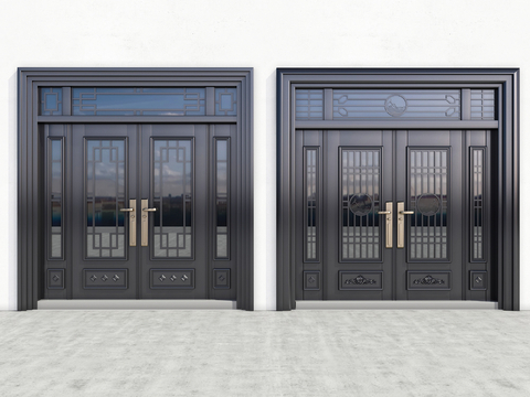 Neo-Chinese Style Villa Door Imitation Copper Door Four Doors