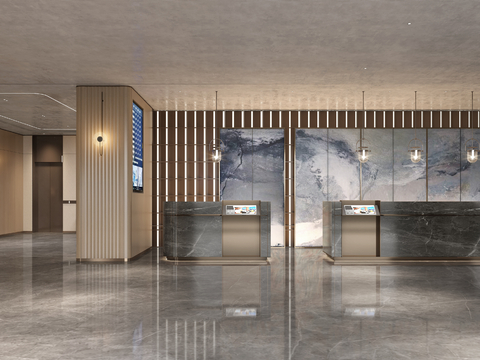 Modern Hotel Lobby Front Desk