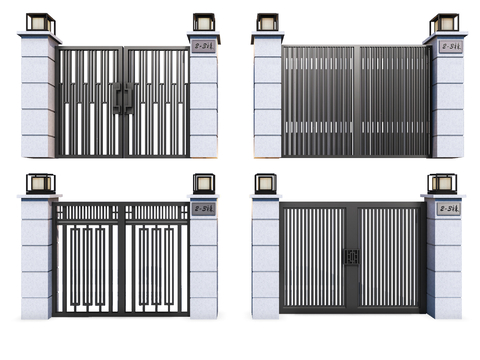 Modern patio door double open garden iron gate yard gate villa gate