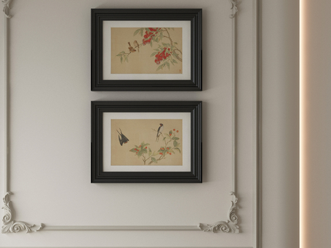 New Chinese Decorative Painting Combination Hanging Painting Flower and Bird Painting