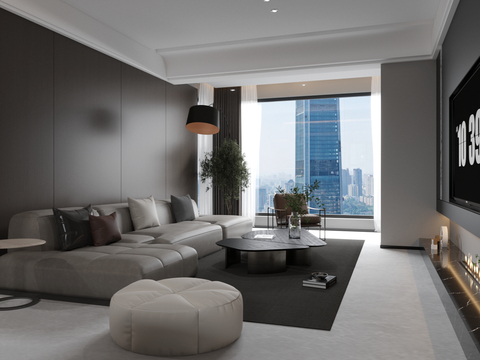 High gray living room