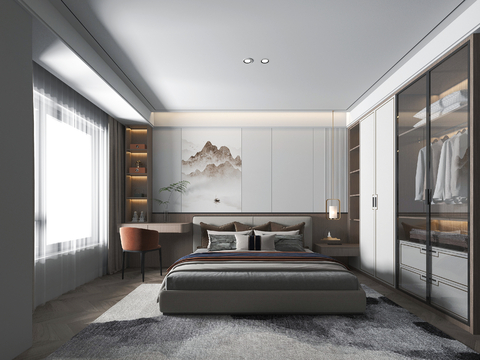 Neo-Chinese Style Master Bedroom Without Main Lamp