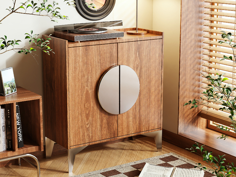 Log Style Low Cabinet Hallway Shoe Cabinet