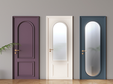 French frosted glass door single door glass swing door solid wood door