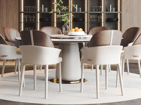 Modern round dining table and chair