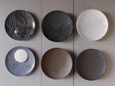 Sandstone Texture Wall Decoration Disc-shaped Entrance Decoration Three-dimensional Wood Carved Wall Decoration