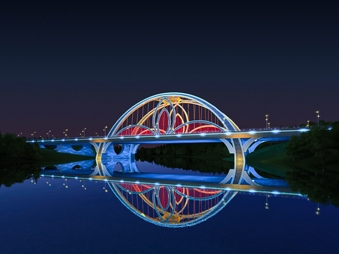 Modern Bridge Night View Bridge Viaduct Pedestrian Bridge Arch Bridge Suspension Bridge