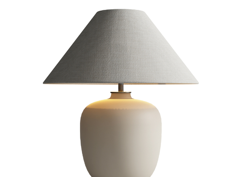 Mid-century Style table lamp pottery pot table lamp linen lampshade