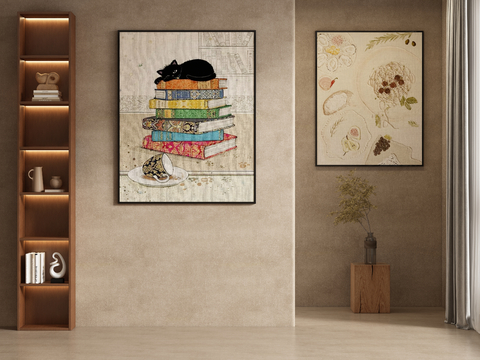 Quiet Wind Decorative Painting Hanging Painting Cartoon Book Painting