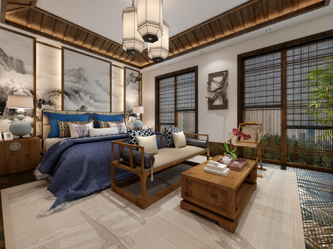 Neo-Chinese Style Bedroom Master Bedroom Homestay Bedroom Elder Room