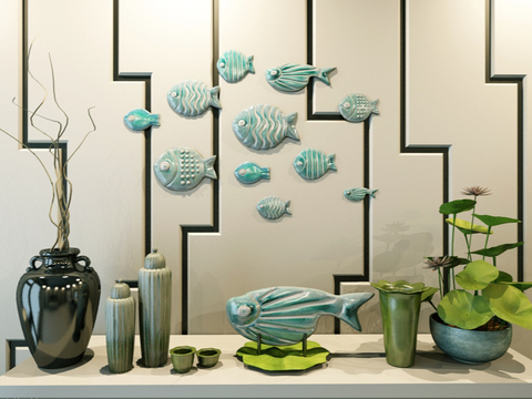 Neo-Chinese Style Small Fish Wall Decoration