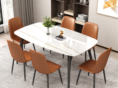 Affordable Luxury Style Rock Plate Dining Table and Chair