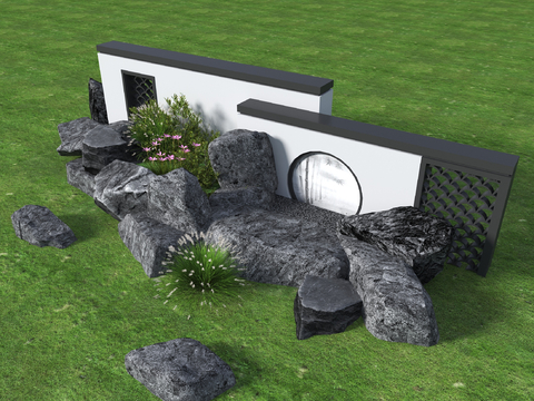 Neo-Chinese Style Garden Landscape Courtyard Stone Courtyard Landscape Wall