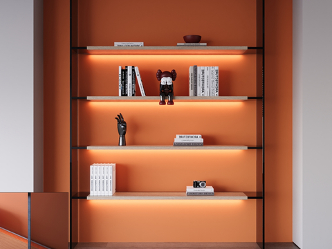 Modern Glass Bookshelf Book Ornaments Combination