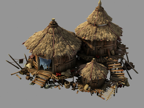 Chinese-style thatched hut granary hayloft hayloft hayloft