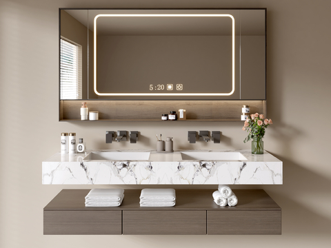 Hanging sink Modern bathroom cabinet