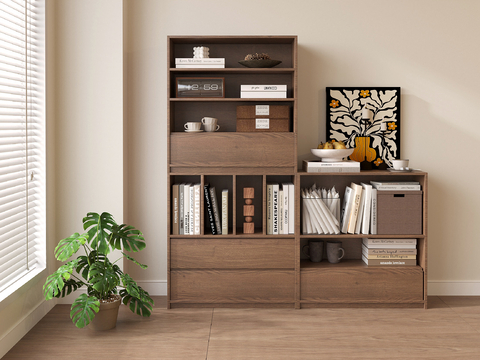 Antique Floor-Standing Bookcase Storage Cabinet