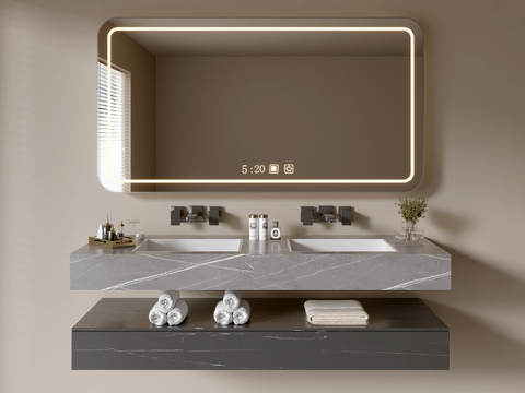 Hanging sink Modern bathroom cabinet