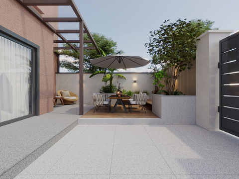 Modern Yard Courtyard View