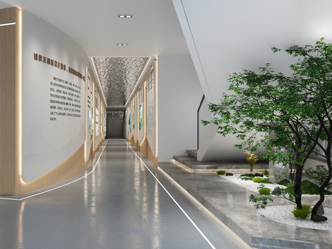 Modern office corridor, aisle, cultural wall, enterprise corridor