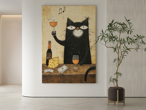 Modern Decorative Painting Cat Hanging Painting