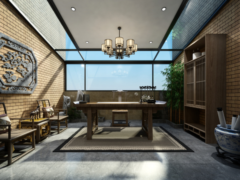 New Chinese Sun Room Study