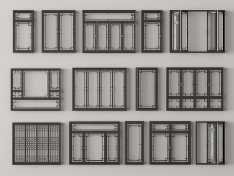 New Chinese-style window window frame floor-to-ceiling window casement window