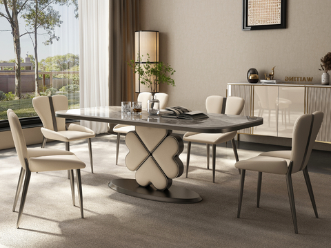 Modern long dining table and chair