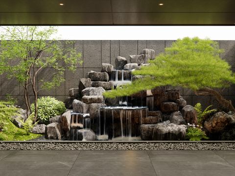 Modern rockery waterscape flowing water landscape