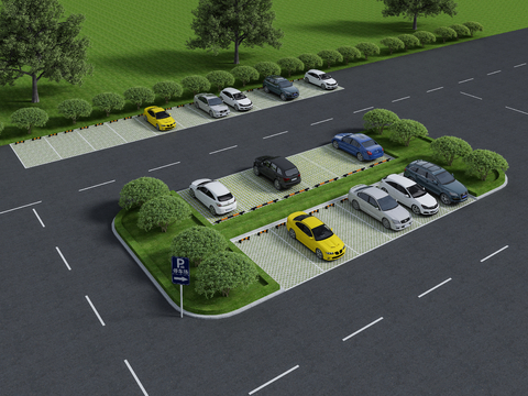 Modern outdoor parking lot Parking flat