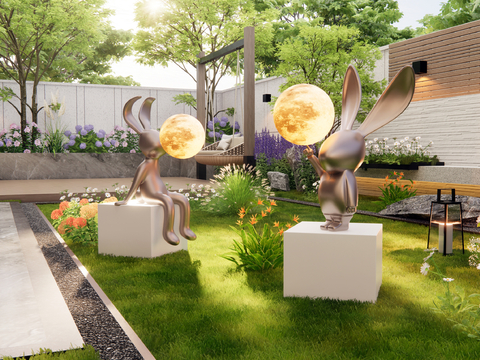 Modern Rabbit Sculpture