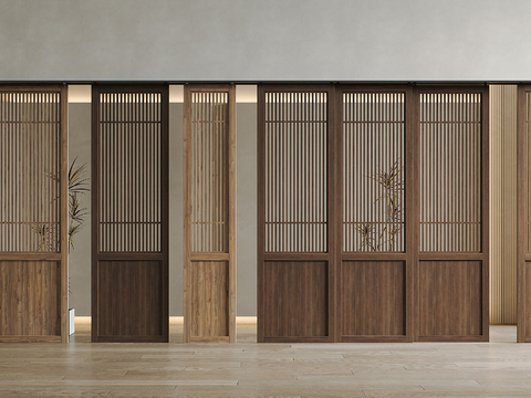 Neo-Chinese Style sliding door wooden door wooden grille sliding door