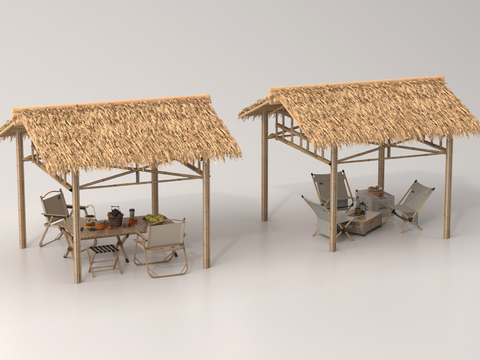 Outdoor Table and Chair Camping Table and Chair Thatch Canopy Awning