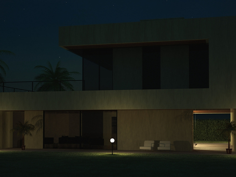 Villa exterior night view