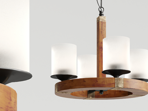 Industrial wind solid wood chandelier