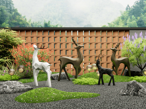 Modern Elk Landscape Sculpture Courtyard Sculpture