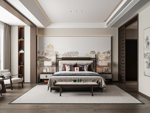 New Chinese-style master bedroom