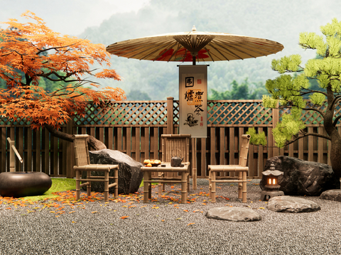 Chinese Style Outdoor Table and Chair Bamboo Outdoor Chair