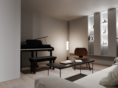 Modern Piano Room Entertainment Area