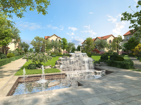 European style garden landscape stacked water landscape fountain waterscape