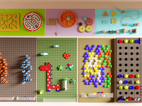 Children's puzzle wall building blocks