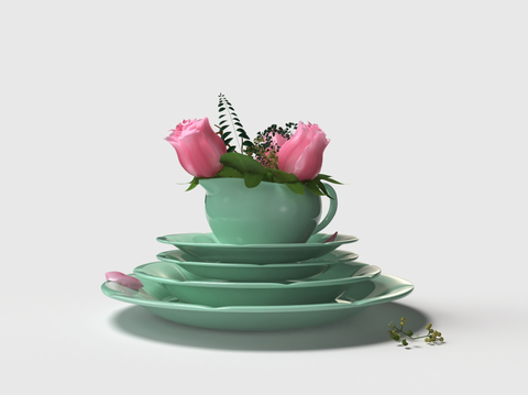 Modern tableware shape flower ornaments