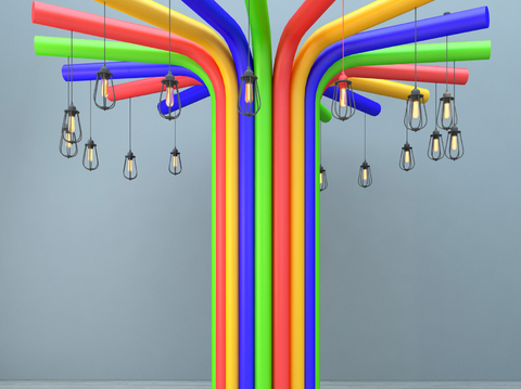 Memphis Style Chandelier Colored Pillar Chandelier