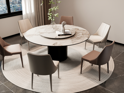 Modern Simple Dining Table and Chair Round Dining Table