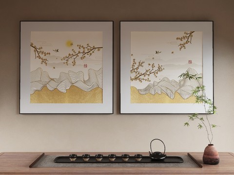 New Chinese Decorative Painting Zen Hanging Painting Tea Set