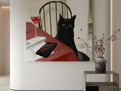 Modern Decorative Painting Cat Hanging Painting